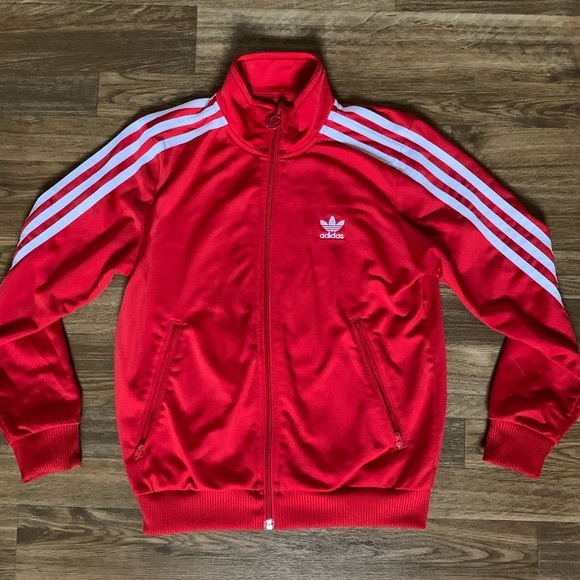 adidas red track jacket mens